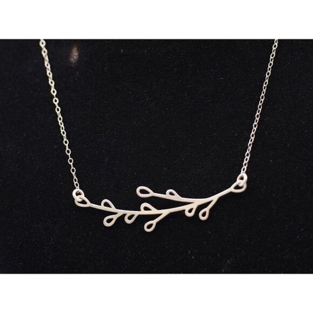 Sterling Silver Olive Branch Necklace by Sosie Designs